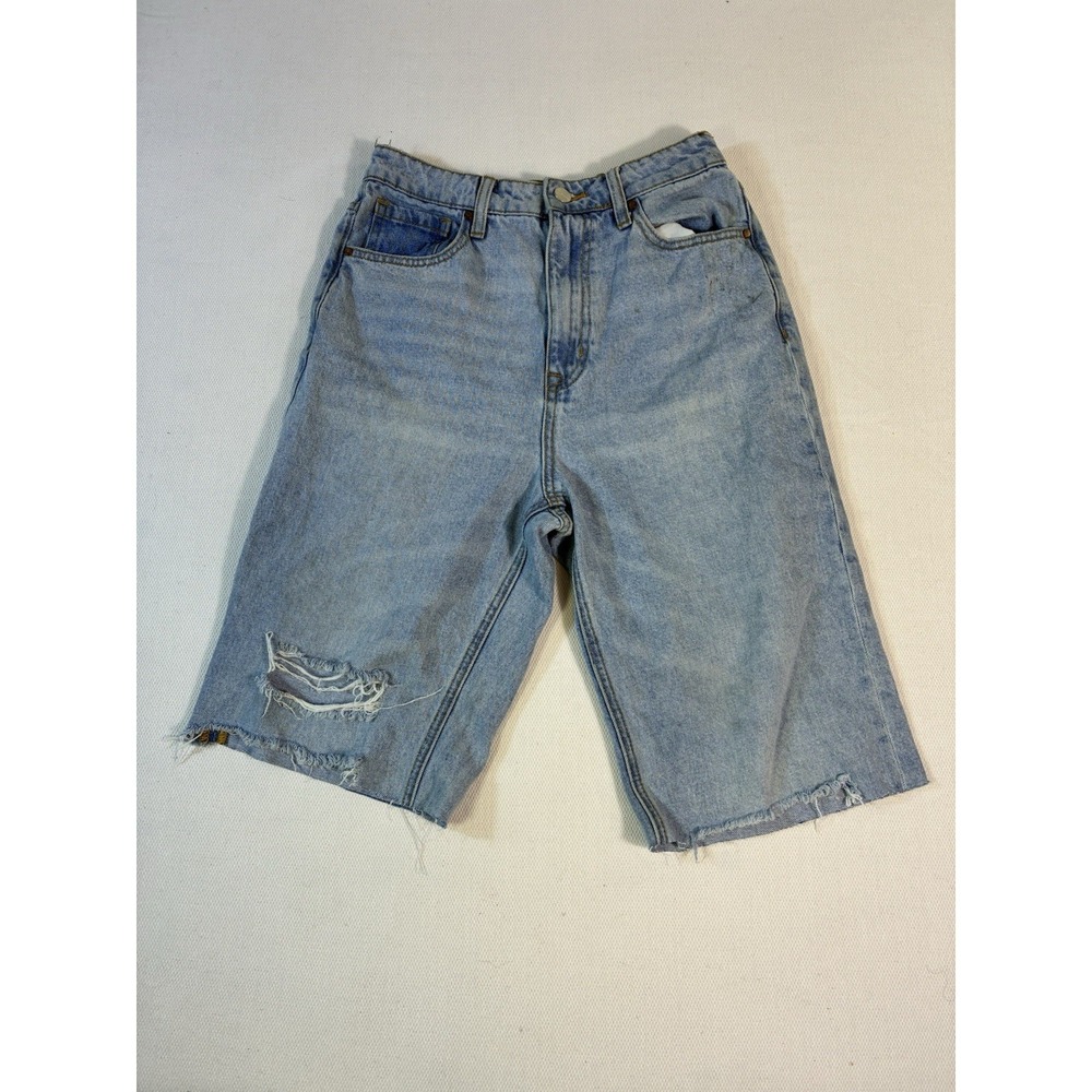 Sanctuary Denim‎ The Flashback High Rise Wide Leg Cut Off Shorts Light Wash 28